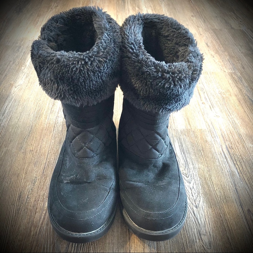 Guess Winter Boots Faux Fur Lined Black/Silver Hardware Zipper Size 8.5 Women’s